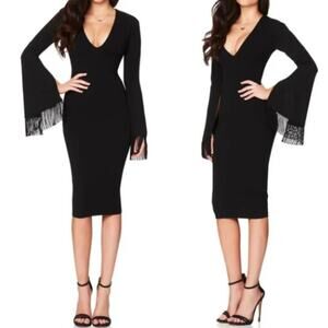 NWT Nookie Iris Long Sleeve Midi Dress in Black Size S